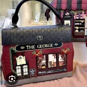The George Embellished Satchel Bag in Burgundy, Black and Gray